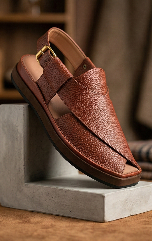 Authentic Charsadda Kaptaan Chappal – Premium Square Toe Leather