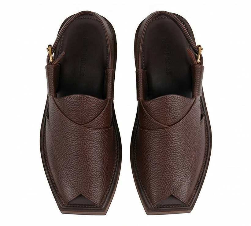 Textured Chocolate Brown Kaptaan — Thick Sole Edition