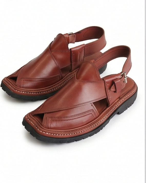 Men’s Thick-Sole Peshawari Sandal — Russet Brown Premium Leather