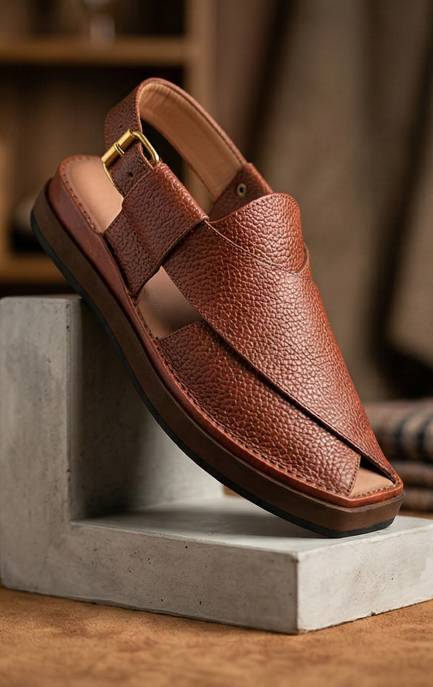 Authentic Charsadda Kaptaan Chappal – Premium Square Toe Leather