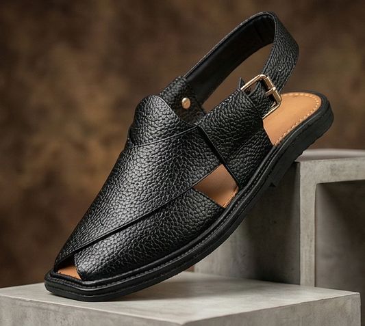 Handcrafted Textured Black Kaptaan – Everyday Comfort
