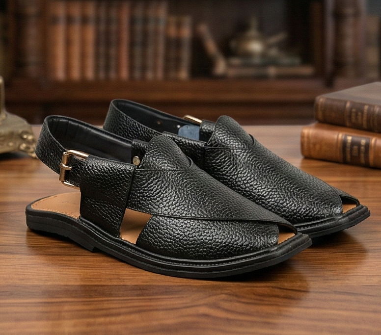 Handcrafted Textured Black Kaptaan – Everyday Comfort