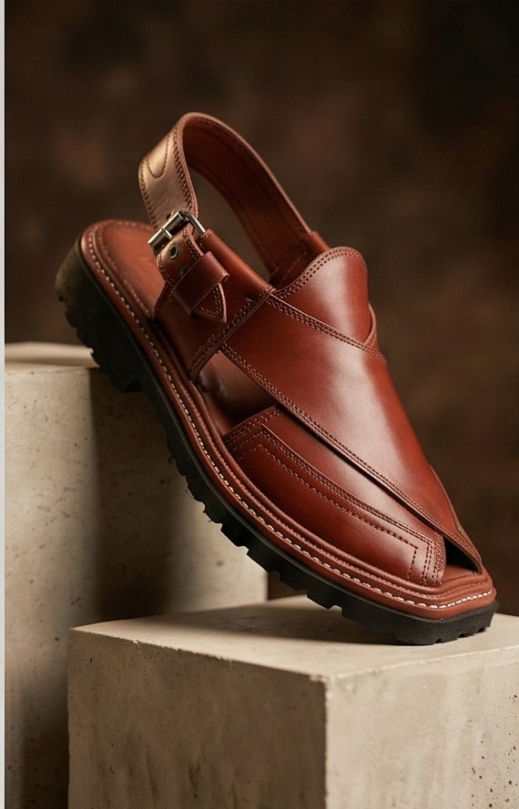 Men’s Thick-Sole Peshawari Sandal — Russet Brown Premium Leather
