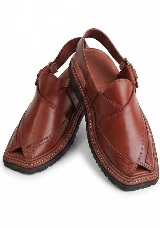 Men’s Thick-Sole Peshawari Sandal — Russet Brown Premium Leather