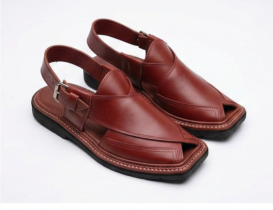 Original Charsadda Kaptaan – Premium Glossy Cherry Leather