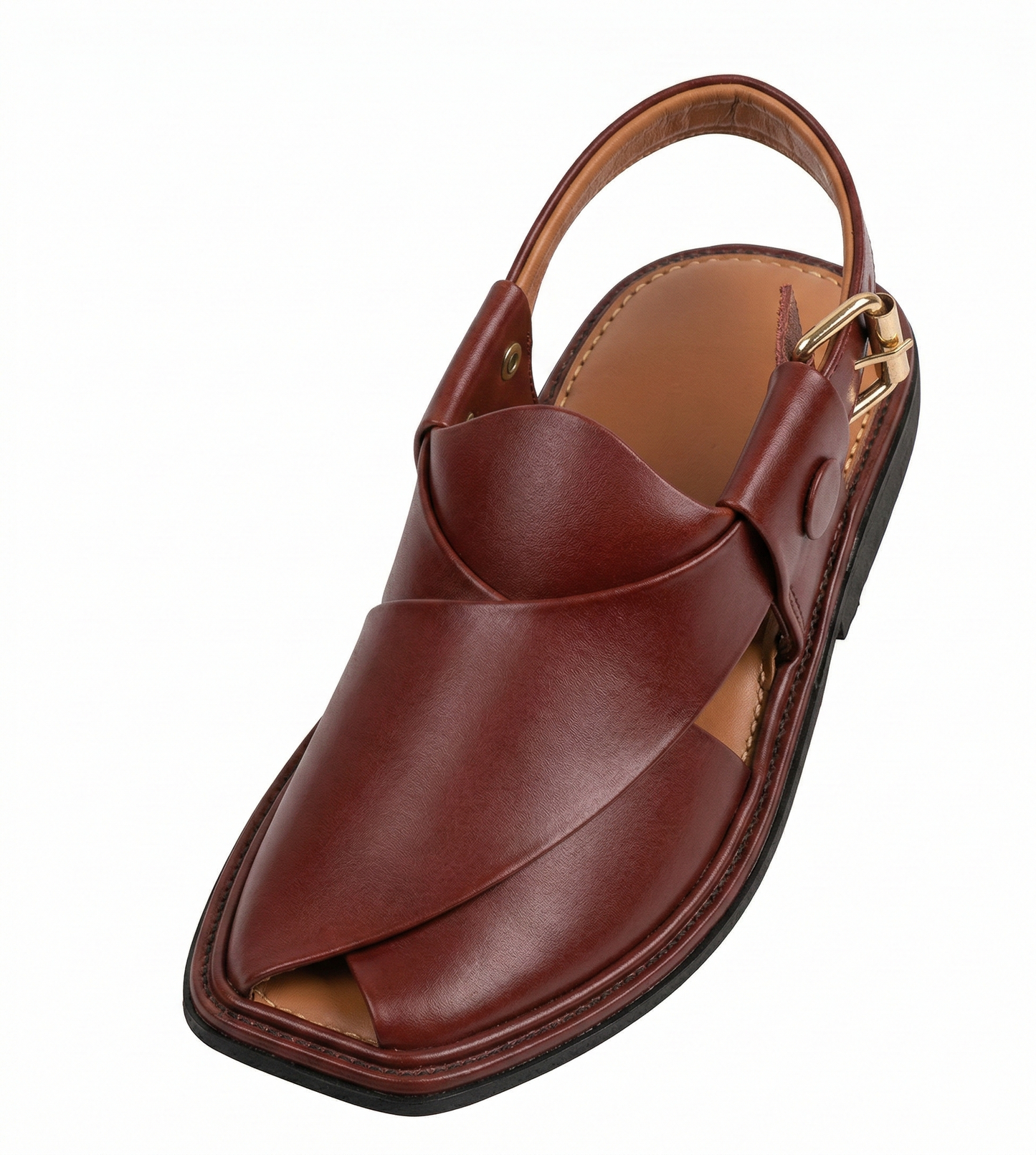 Charsadda Kaptaan Special – Cherry Leather Pointed-Box Toe