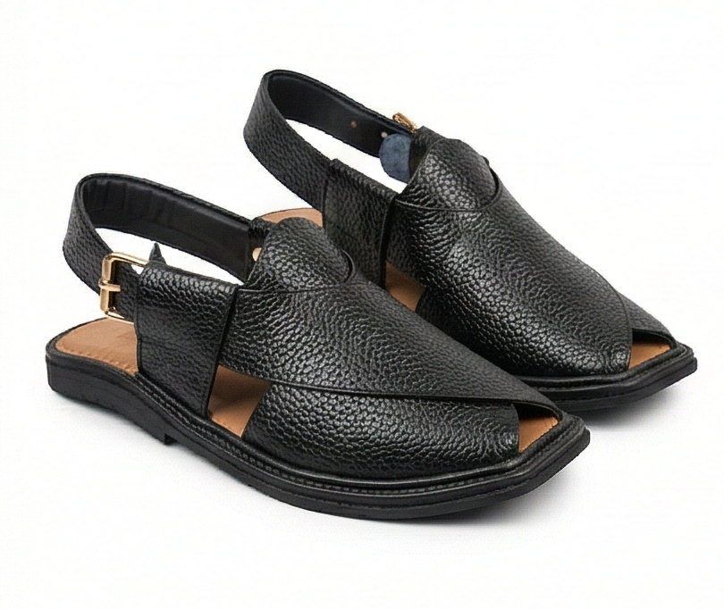 Handcrafted Textured Black Kaptaan – Everyday Comfort