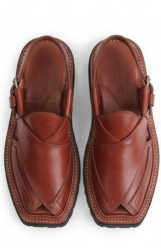 Men’s Thick-Sole Peshawari Sandal — Russet Brown Premium Leather