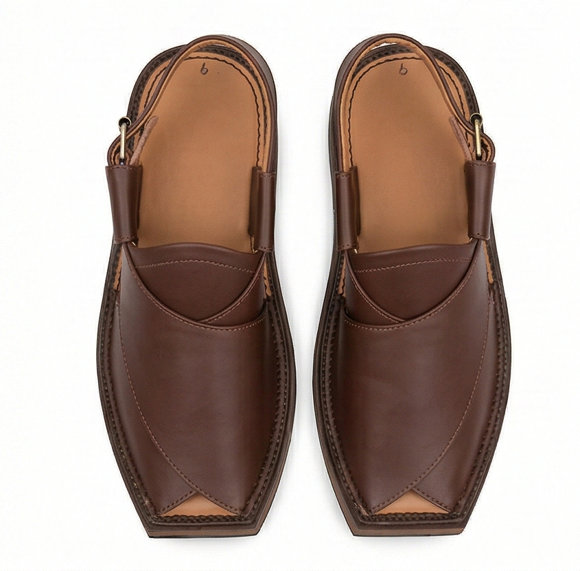The Heritage Kaptaan Sandal | Polished Brown Charsadda Leather