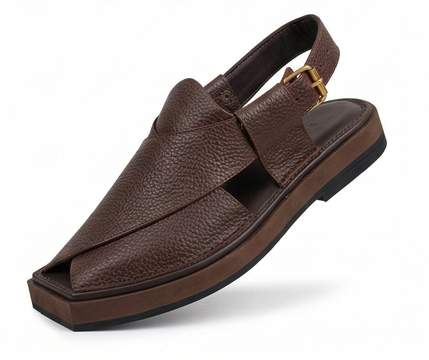 Textured Chocolate Brown Kaptaan — Thick Sole Edition