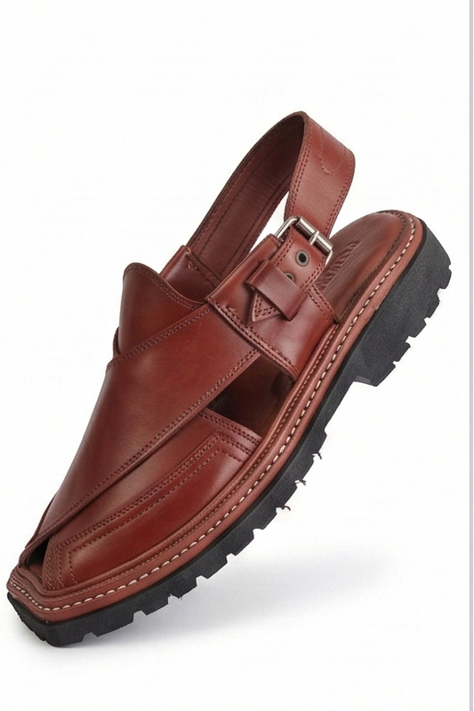 Men’s Thick-Sole Peshawari Sandal — Russet Brown Premium Leather