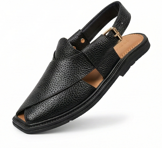 Handcrafted Textured Black Kaptaan – Everyday Comfort