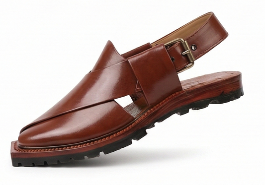 Premium Men’s Leather Norozi Chappal – Heritage Edition (Polished Brown)